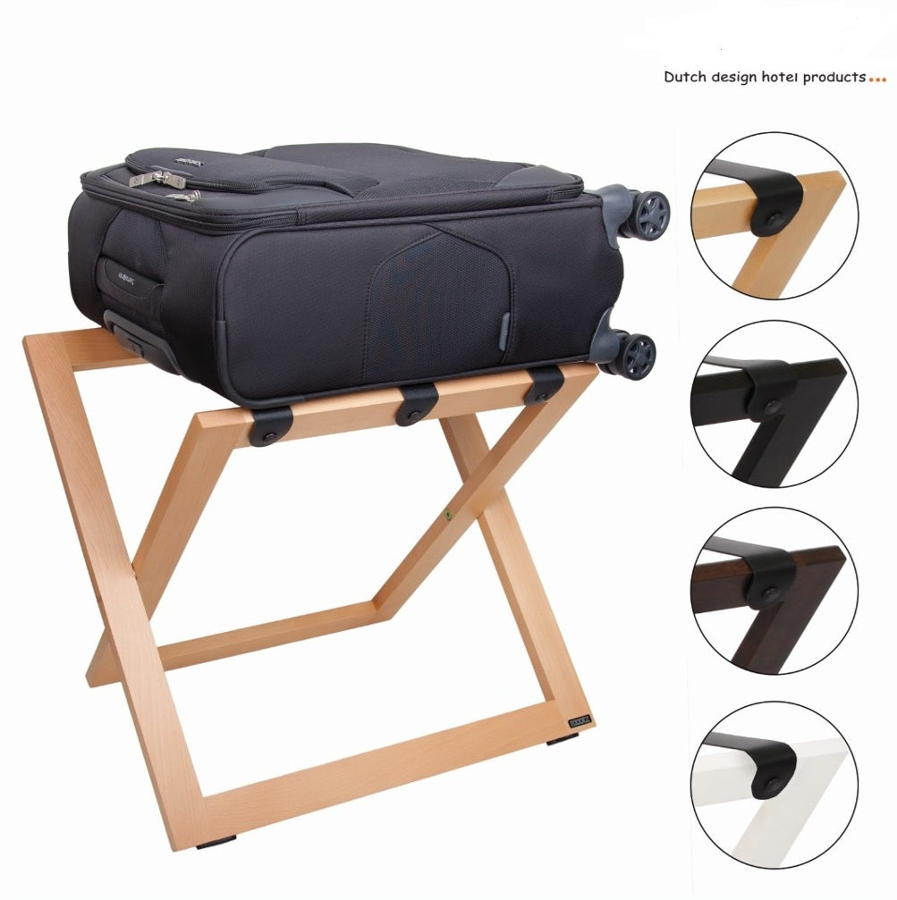 COMPACT tömörfa bőröndtartó bőr hevederrel