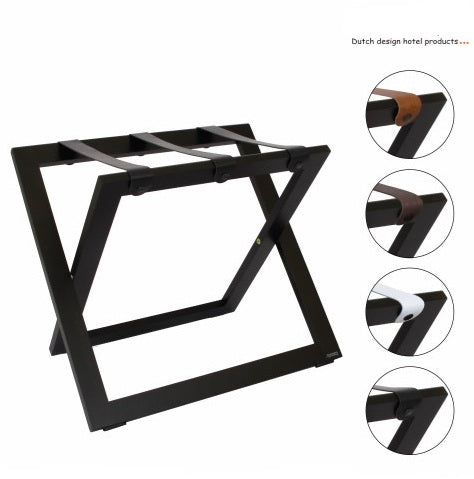 COMPACT tömörfa bőröndtartó bőr hevederrel