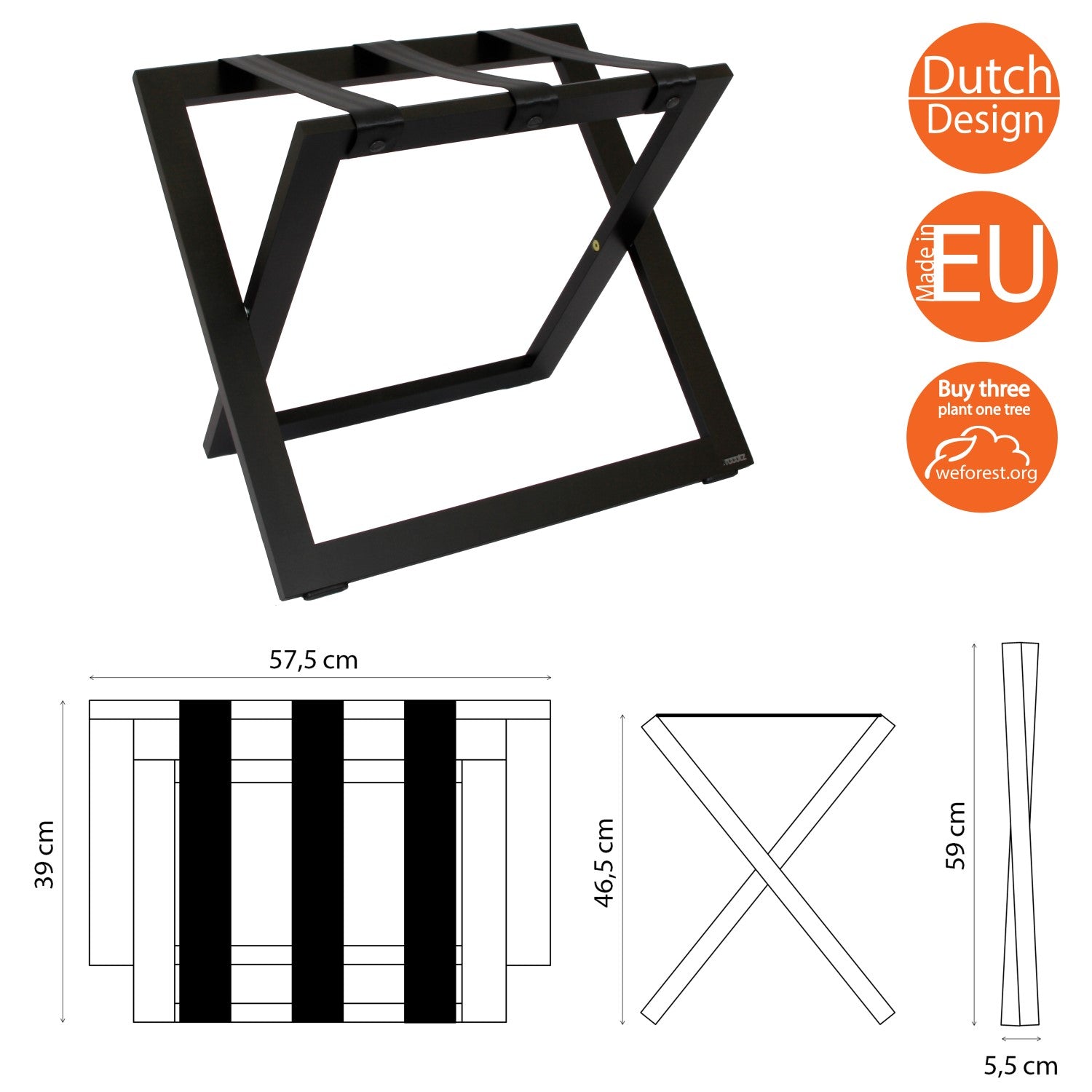 COMPACT tömörfa bőröndtartó bőr hevederrel