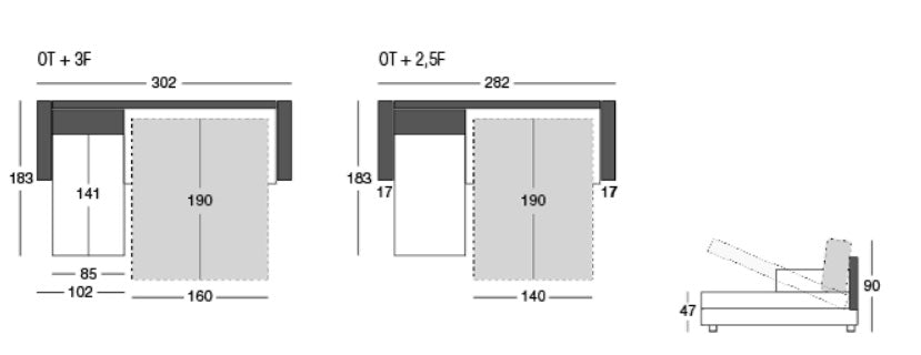LOTA L-alakú fémmechanikás kanapéágy