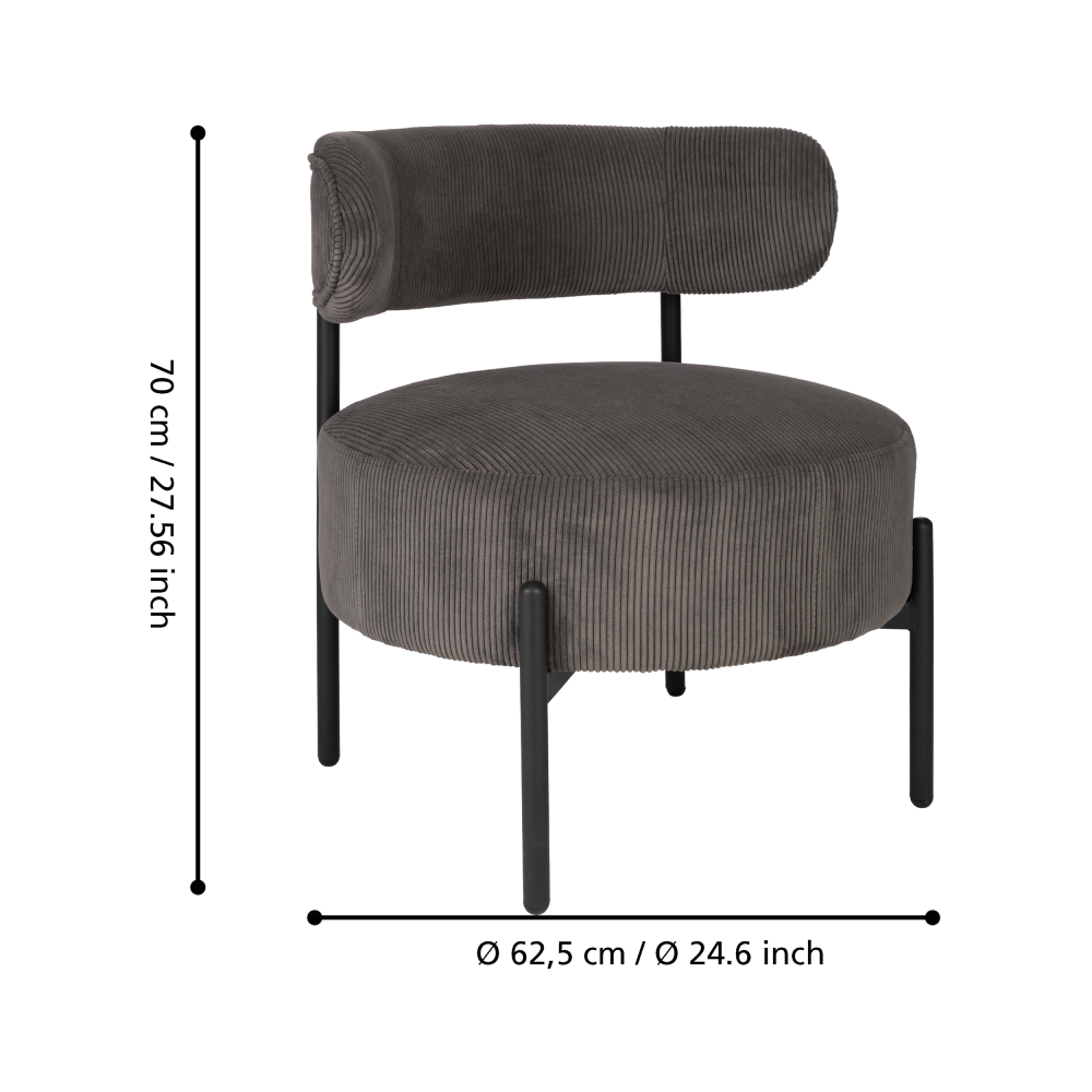 MANIRENJA fotel bársony-sötétszürke