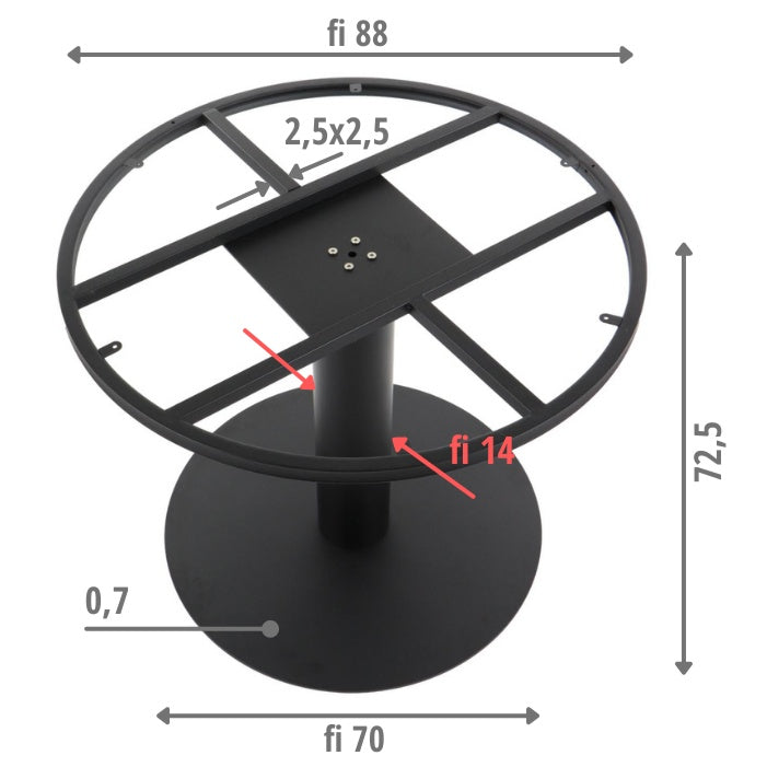 Acél asztalláb SH-3012-1/B