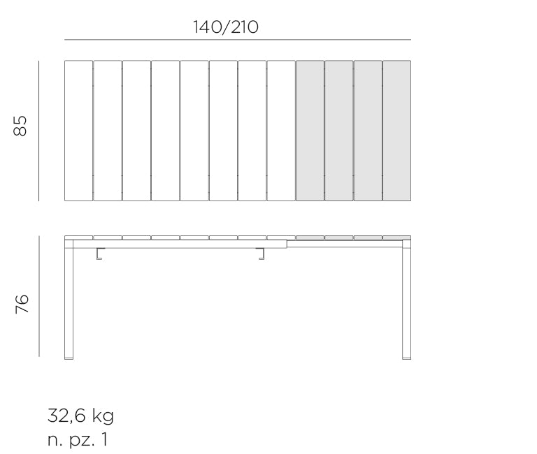 NARDI RIO 140 kihúzható asztal