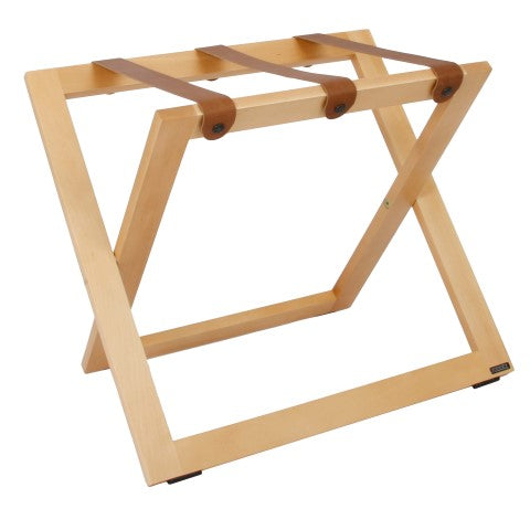 COMPACT tömörfa bőröndtartó bőr hevederrel