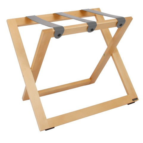 COMPACT tömörfa bőröndtartó bőr hevederrel