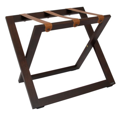 COMPACT tömörfa bőröndtartó bőr hevederrel